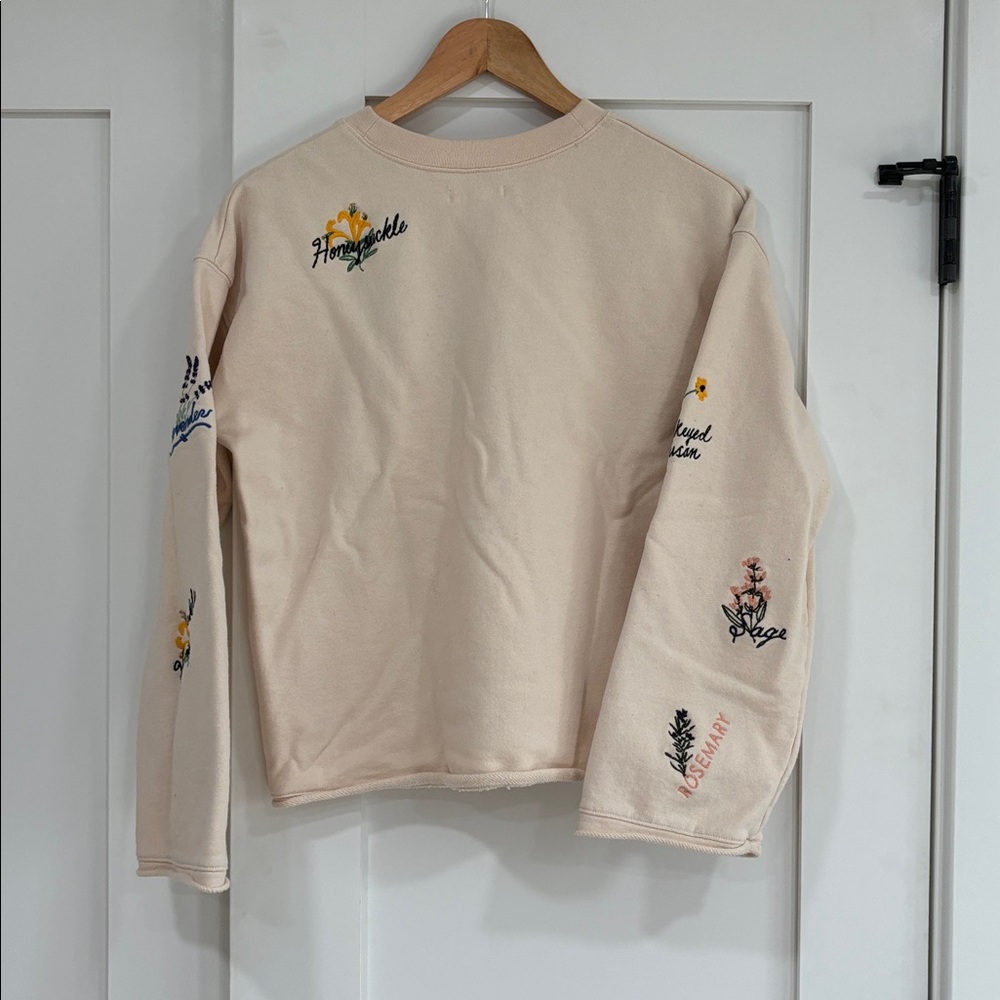 Madewell Botanical Embroidered Bell-Sleeve Sweatshirt Women's Size Small - Picture 6 of 6